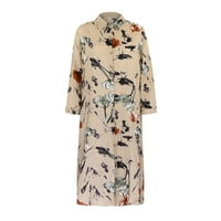 Haljine za jesen Maxi za ženske ležerne labave rukavske rukavske ručice, haljina s dugim majicama s