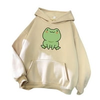 Fardey gromobrane danas slatke dukseve za žene Fleece Liner Kawaii Frog Graphic Kenguroop džepni pulover