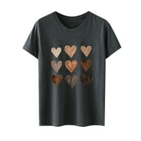 Cacommmark Pi ženski vrhovi plus veličina bluza za klirens Love Print Valentinovo Dan poklon pare kratkih