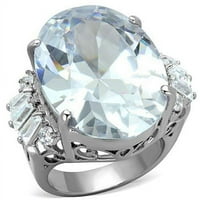 Ženski polirani prsten od nehrđajućeg čelika sa AAA CRT CZ-a jasno - veličina 5
