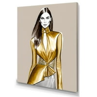 Art DesimanArt Haute Couture skica u retro zlatnu i modni ženski zidni umjetnički otisci u. Široko u.
