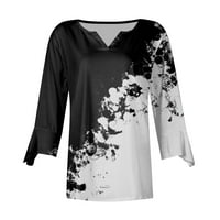 Cleance! TOFOTL Ljeto Ženo Trendy Print Tunika Bluza Tri četvrtine rukava za rukave Jesen V-izrez Loof