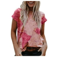 Bazyrey ženske vrhove ženske modne seksi ljeto 3D ispis labavih kratkih rukava majica ružičasti xxl
