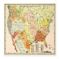 Karta američkog indijskog plemena jezičke zalihe u okolini Paullin Wright