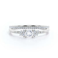 Minimalistički 1. ručni prsten za rušenje dijamantskih moissan zaručni prsten, vjenčani prsten u srebru