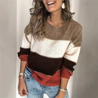 Adviicd Blazer za ženske šivene boje prugasti džemper na vratu Pleteni pulover Top Ženski zip prednji