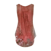Hanas vrhovi ženski prsluk za vintage stil, modni cvjetovi Print rezervoar bez rukava, ležerne tipke