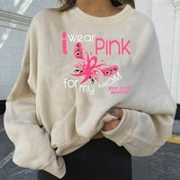 Moxiu Darovi raka dojke za žene Loot Fit Fall Tops Svjetst o raku dojke Ružičasta majica s dugim rukavima
