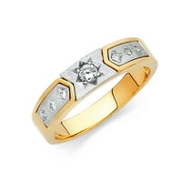Dragulji LU 14K bijeli i žuti zlatni prsten dva tona okrugla kubična cirkonija cz Muška godišnjica vjenčana