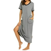 Ženska noćna majica kratka rukava ultra-mekana haljina za spavanje u punoj dužini