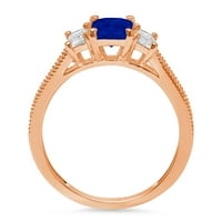 1.82ct smaragdni rez simulirani plavi safir 14K ružičasto zlato Angažovanje kamena prstena veličine