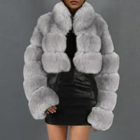 Zimski kaputi za žene sawvnm ženske dame toplo Furry Curry kaput jakna zimska solidna V-izrez odjeća
