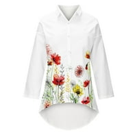 Ženski gumb dolje majice cvjetni tisak dugih rukava na vrhu vratara kauzal labavi elegantni dugih bluze
