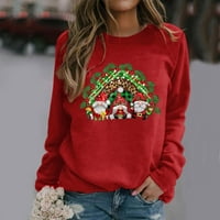 Modna košulja za žene Merry Božićni print O vrat Duks okrugli izrez Fit pulover vrhovi Ležerne prilike