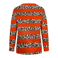 TOQOT dukserica za žene- Ležerne modne labave fit s dugim rukavima Nova trendi posada vrata Leopard
