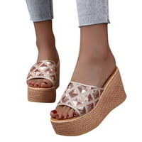 Leey-World Cipele za žene ženske zakovice rivestone biserne ravne sandale na pamcijske pjene sandale