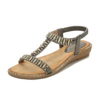 Miayilima siva sandale za žene sandale za žene za žene elastične klinove sandale rimske cipele ženske
