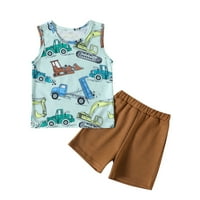 Toddler Boys Outfits crtane ispisane proljeće bez rukava ljeto trendi Top hlače postavlja dječju odjeću