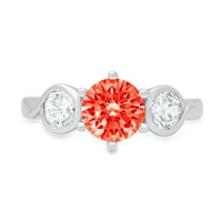 1.72CT okrugli rez Crveni simulirani dijamant 14k bijelo zlatni godišnjica Angažovanje kamena prstena