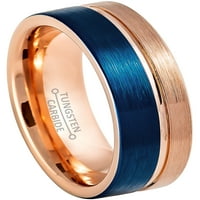 Muška cevi rezani volfram Vjenčani prsten Blue & Rose Gold IP poplećeni karbidni godišnjica volframa