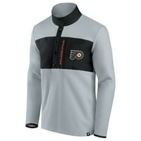 Muške fanatike marke sive crne Philadelphia Flyers Omni Polar Fleece Quart-Snap Jacket