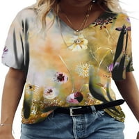 Niveer perje Ispis majica za žene Casual Tunic Top cvjetne majice kratkih rukava