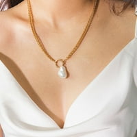 Žene Fau Pearl Okrugli geometrijski privjesak za ogrlica od lanaca Nakit poklon za ženu