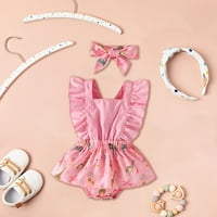 Slatke ljetne haljine za djevojke trokut stražnji kaiš Onesie herapscarf dvije set ružičaste suknje