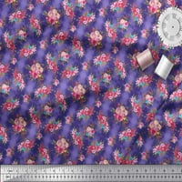 Soimoi plavi pamučni kambrični tkaninski perje i ranunculus cvjetna tkanina za ispis od dvorišta široka
