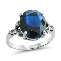 Plavi viktorijanski stil Sterling Silver 3. Carat Simulirani safirni prsten 1143