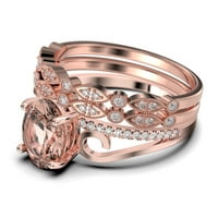 Prekrasna umjetnost nouvea 2. karat ovalni rez morgatit i dijamantni prsten za uključivanje stila, vjenčani