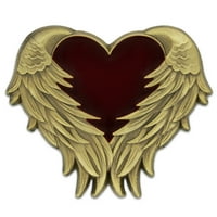 Pinmartov antikni zlato srce sa anđeoskim krilima Enamel Revel PIN