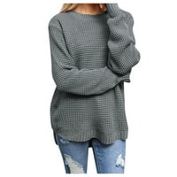 Riforla ženski dugi rukav pleteni ležerni labavi predimenzionirani pulover džemper Jumper vrhova ženskog pulover džemper sivi l