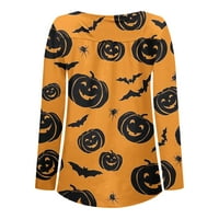 Strungten ženske modne ležerne tipke dugih rukava Halloween Print Okrugli vrat Pulover Top bluza