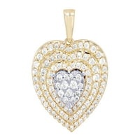 3D slojeviti srce 0,8ct dijamant privjesak 14k zlato-žuto-bijelo zlato