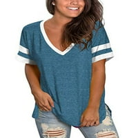 Ženska lagana lagana V-izrez majica Bohemian Beach kratki rukav stilski bluza Blue S