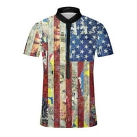 CLLIOS 4. srpnja Košulje za muškarce Patriotske zvijezde i pruge Grafički majica Classic Gumb Up Henley Top Plus veličina majica kratkih rukava