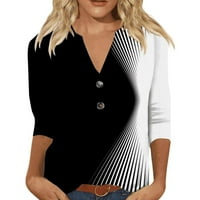 Lowrofile košulje za žene plus veličine Ležerne prilike s dugim rukavima odštampana modna V izrez Tipka