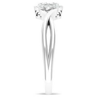 Iluzion set Prirodni dijamantski zlatni križni zaručni prsten, sterling srebro, US 5,50