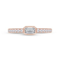 Carat Smaragd & okrugla laboratorija kreirana Moissine Diamond Spacking prsten za vjenčanje za žene u 14k ružičastog zlata preko srebra sterlinga -8