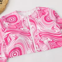 Cara Lady Women's Fashion Sexy Bikini tiskani Zip s dugim rukavima High Sheit korut Pink XL