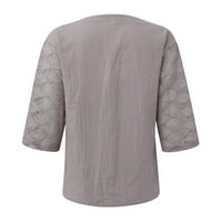 Žene Bluzes Ljetna pamučna bluza Čvrsta boja za slobodno vrijeme u šuplju za ruke O-izrez čipka majica