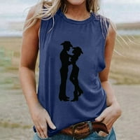 Ženska državna muzička tenka vrhova labavih fit slatkih grafičkih ljetnih majica Casual bez rukava bez rukava kauboj rodeo prsluk