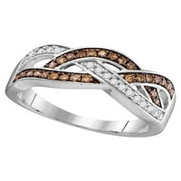 Jewels 10kt bijelo zlato Žene okrugli smeđi dijamant crossover band prsten CTTW
