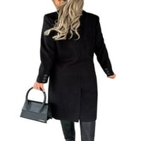 REJLUN Ženska odjeća dvostruko prstenje na dugih rukava Dužina duljina dužina kaputa Ležerne prilike zimski topla graška crna m
