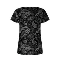 Summer T majice za žene Vintage Retro tiskani T majice Kvadratne grafičke majice Labavi montažni tunički