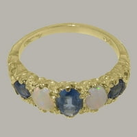 Britanci napravio 9k žuto zlato prirodni safir i opal ženski prsten opcije - Opcije veličine - Veličina