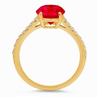 2.21ct ovalni rez crveni simulirani ruby ​​14k žuto zlato ugraviranje izjava bridalna godišnjica angažman