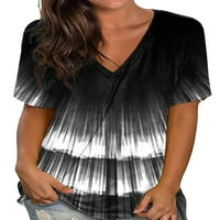 Voguele Women Ljeto vrhovi 3D print majica s kratkim rukavima Tweewer Pulover casual bluza tunika crna