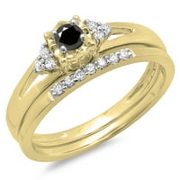 DazzlingRock kolekcija 0. Carat 10k crno-bijeli dijamantski Split shunk zaručni prsten CT, žuto zlato,